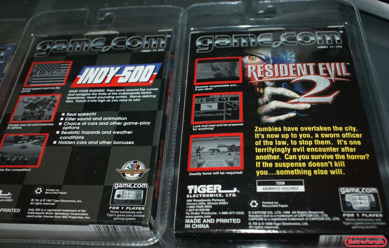 Indy 500 en Resident evil 2 voor Tiger Game.com (nieuw)