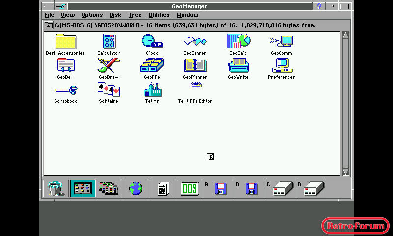 Desktop Geoworks Ensemble 2.0 onder QEmu op de Openpandora