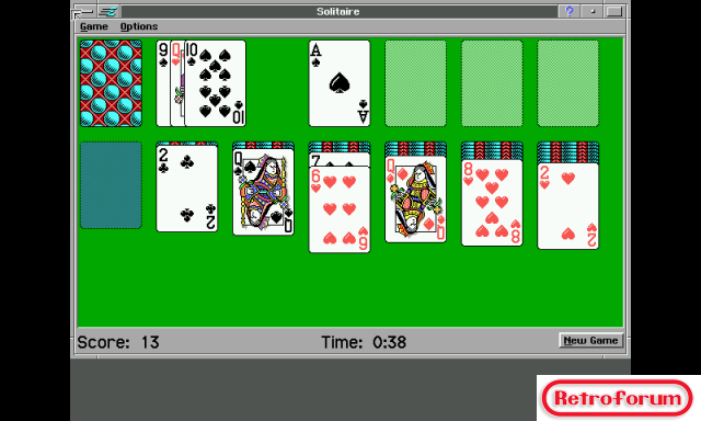 Solitaire op Geoworks Ensemble 2.0 onder QEmu op de Openpandora